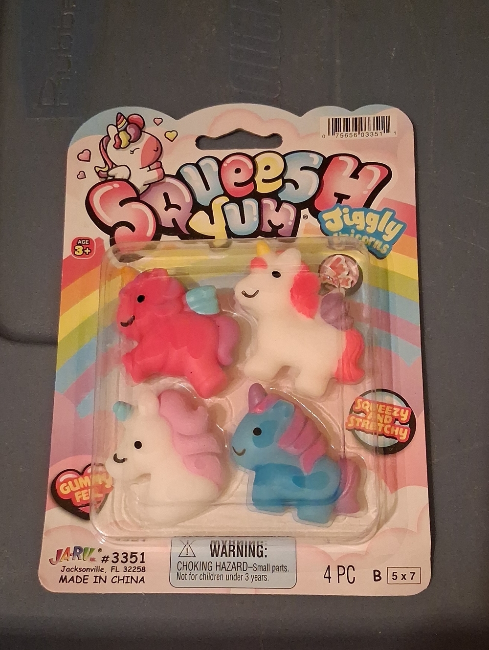 Jiggly Unicorns - Pink, White, Blue - 4 Pack